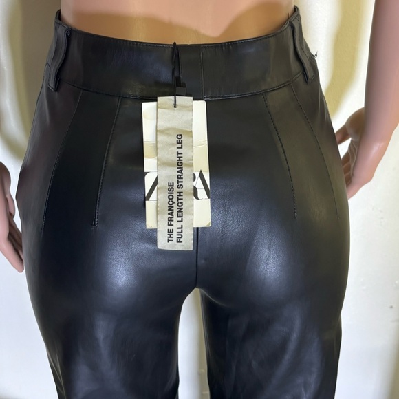 NWT ZARA Women’s Black High-Waisted Leather Pants - Picture 6 of 14
